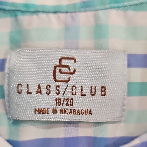 Class Club Blue and Green Casual Button Down Shirt - Picture 4 of 7